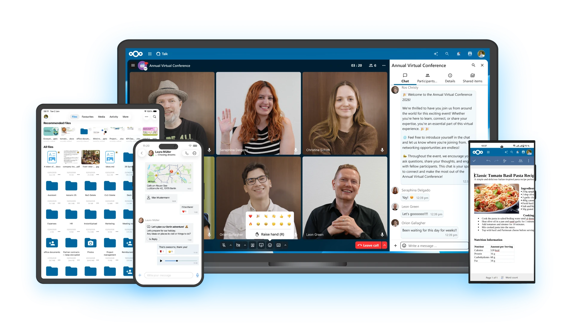 Nextcloud Hub na počítači, tablete a mobile